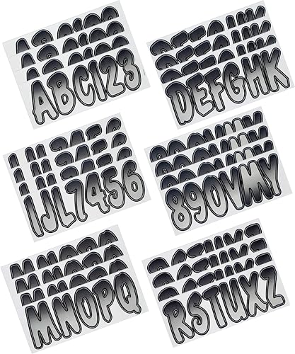 Image of Hardline Products USA Series 200 Boat Registration Numbers Kit - 3 Inch Silver & Black Gradient Marine Vinyl Decals - USCG Compliant Lettering & Stickers for Boats, PWC, Jet Ski, Pontoon - 146 Piece