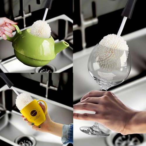 Image of HIC Kitchen Bar Soft Foam Glass Washing Brush, Non-Scratch Foam Tips