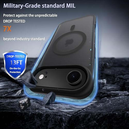 Image of Magnetic for iPhone 17 Air Phone Case, [Compatible with MagSafe], Screen Protector X1, [Military Grade Drop Protection],Matte Finish,Slim,Shockproof,Protective (Black, iPhone 17 AIR)