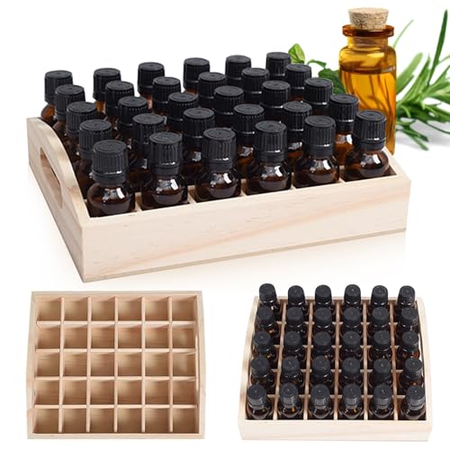 VolksRose 30-Slot Wooden Storage Box - Fits 5-15 ml Bottles Travel & Presentation Storage Nail Polish & Perfume Collection