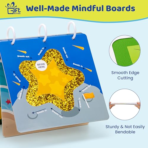 GiftAmaz Multi-Sensory Mindful Maze Boards, Textured Sensory Calming Toys for Kid, Finger Path Breathing Board, Calming Corner Items Social Emotional Learning, Mindful Sensory Cardboard Box for Kid 3+ - Image 7