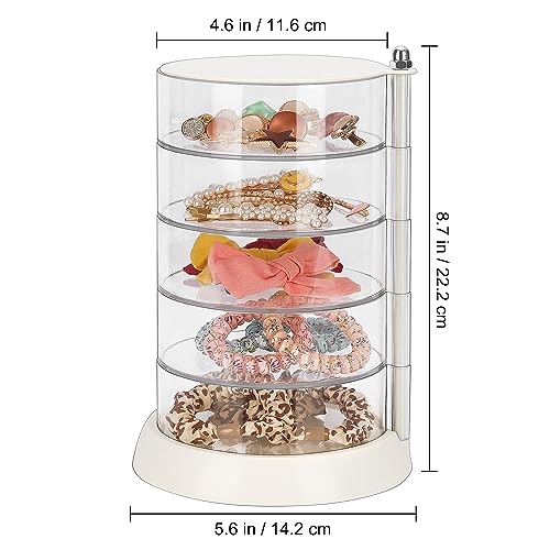Image of JessLab Hair Accessories Organizer, Clear 5-Layer Acrylic Organizer for Girl Hair Tie, Classify Storage by Layer Box for Hair Accessories & Bracelets Rings Bangles