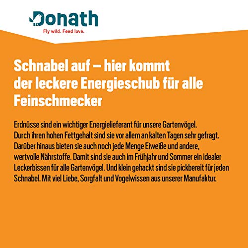 Donath Erdnüsse gehackt - reich an natürlichem Fett - wertvolles Ganzjahres Wildvogelfutter - aus unserer Manufaktur in Süddeutschland - 2 Kg