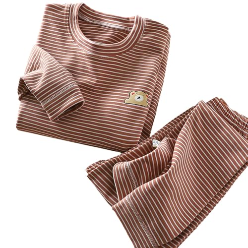 Kids Stripe Thermal Underwear 𝗣ajamas 2PCS 𝗣j Winter Warm Thick Set Long 𝐒leepwear Boys Girl Soft Cute 𝐉ammies 𝗣js