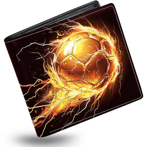 WEBJIASU Boys Wallet for Kids, Kids Wallets for Teen 9-12 8-12 12-14 with Card,Funny Soccer Leather Bifold Rfid Blocking,Black Purse for Men Boy Male Youth Guys Christmas Gifts Birthday Present