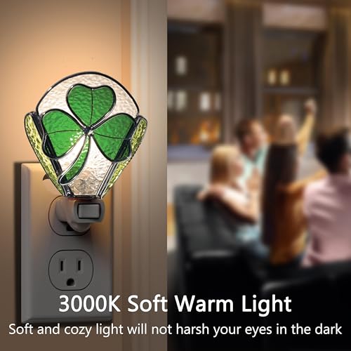 Image of KY&BOSAM Shamrock Night Light Plug into Wall, Warm White | Includes 1 Bulbs 7W, Switch-On /Off, DIY Decorative, Kids Home Decoration