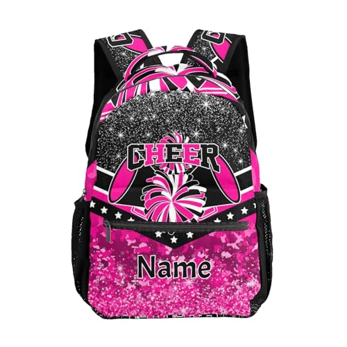 Personalized Sport Bag Cheer Rose Purple Cheerleader Laptop Backpack Casual School Backpack for Women Men Gift