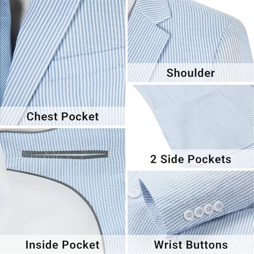 Seersucker Mens Suit Jacket Slim Fit Casual Blazer Summer Sport Coats Wedding Suits Jackets Prom Tuxedo Blazers2