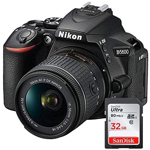 GYTE Fascio | Nikon D5600 - Fotocamera Reflex Digitale + Obiettivo AF-P DX NIKKOR 18-55mm f/3.5-5.6G + Scheda di Memoria SDHC 32GB - Nero
