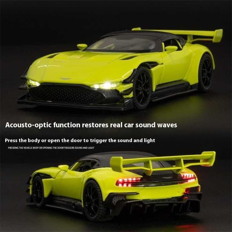 Image of Invite 1:32 AST-Ron Martin Vulcan Die-Cast Metal Pull Back Car with 6 Openable Doors with Sounds and Lights Toy Decoration Car Best Gift Toys for Kids【Green Color】