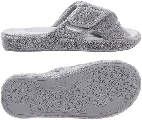 Shevalues Arch Assist Sippers for Girls Adjustable Terry Material Fuzzy Indoor Slippers Open Toe Home Sneakers 5 51Kh rkIBmL. AC