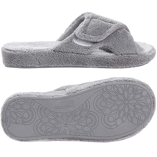 Shevalues Summer Arch Support Slippers For Women Adjustable Terry Cloth Fuzzy Indoor Slippers Open Toe House Shoes thumb #4