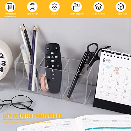 Image of Cerpourt Clear Makeup Brush Organizer,Acrylic Cosmetic Brushes Storage Holder with 3 Slots,Pencil Pen Holder for Desk,Desk Organizer and Accessories for Vanity