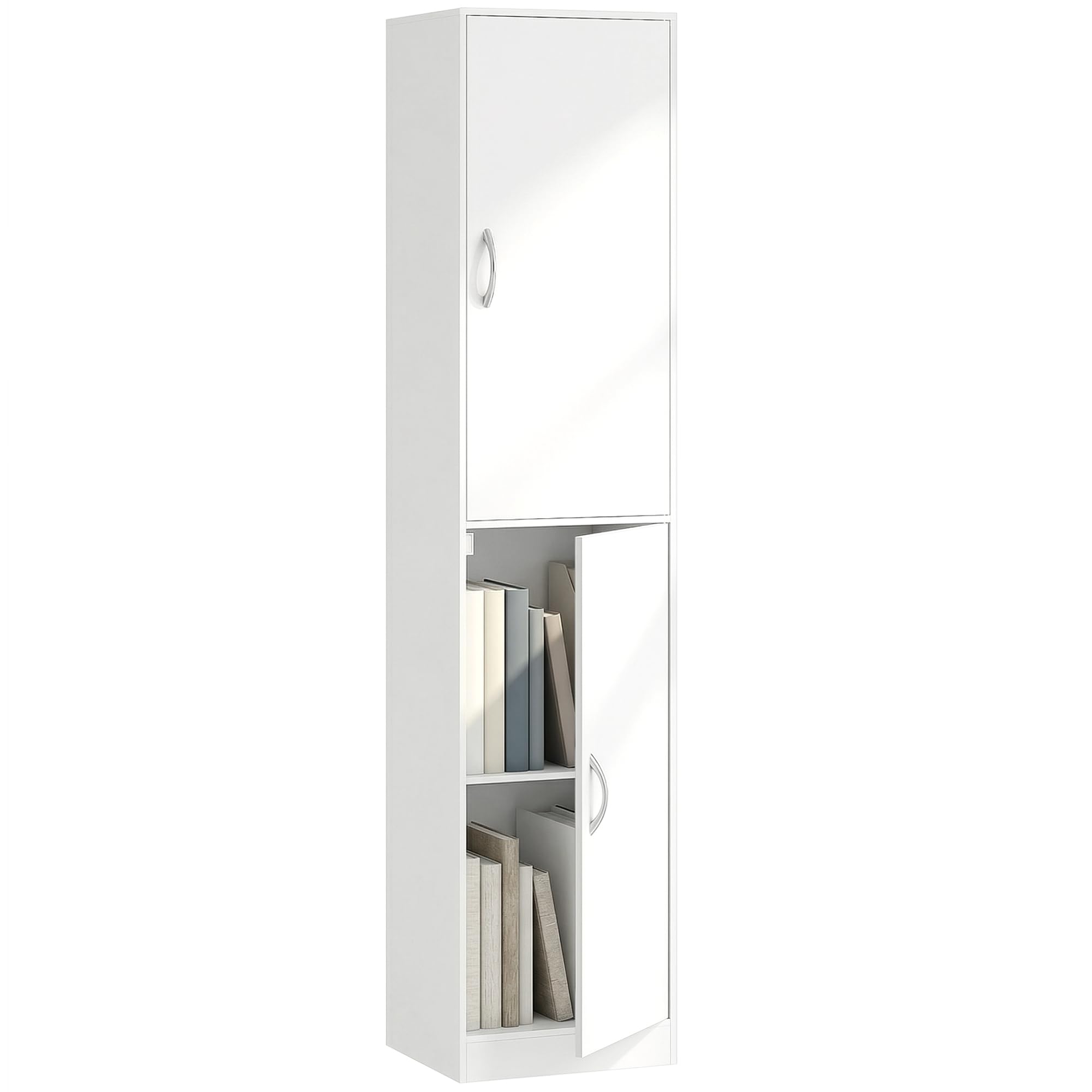 HOMCOM Libreria Scaffale Alta 180 cm con 5 Ripiani Regolabili Bianco