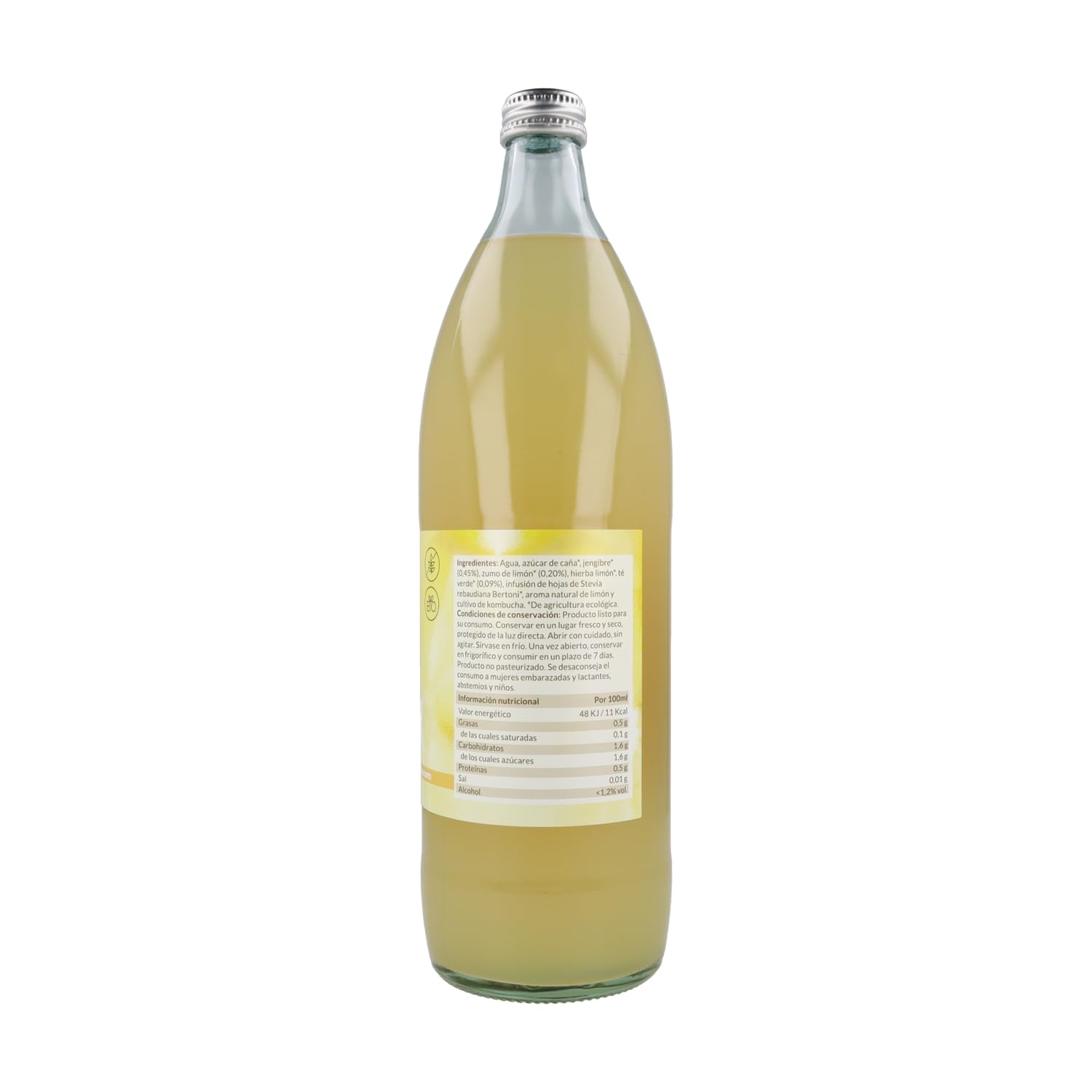 Kombucha Zenzero e Limone Bio 1L Naturitas Essentials | Bevanda sana | Aiuta la digestione | Frizzante | Probiotico