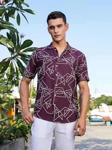 Image of Thomas Scott Mens | Half Sleeve | Embroidered Printed | Regular Fit | 100% Cotton | Casual Shirts