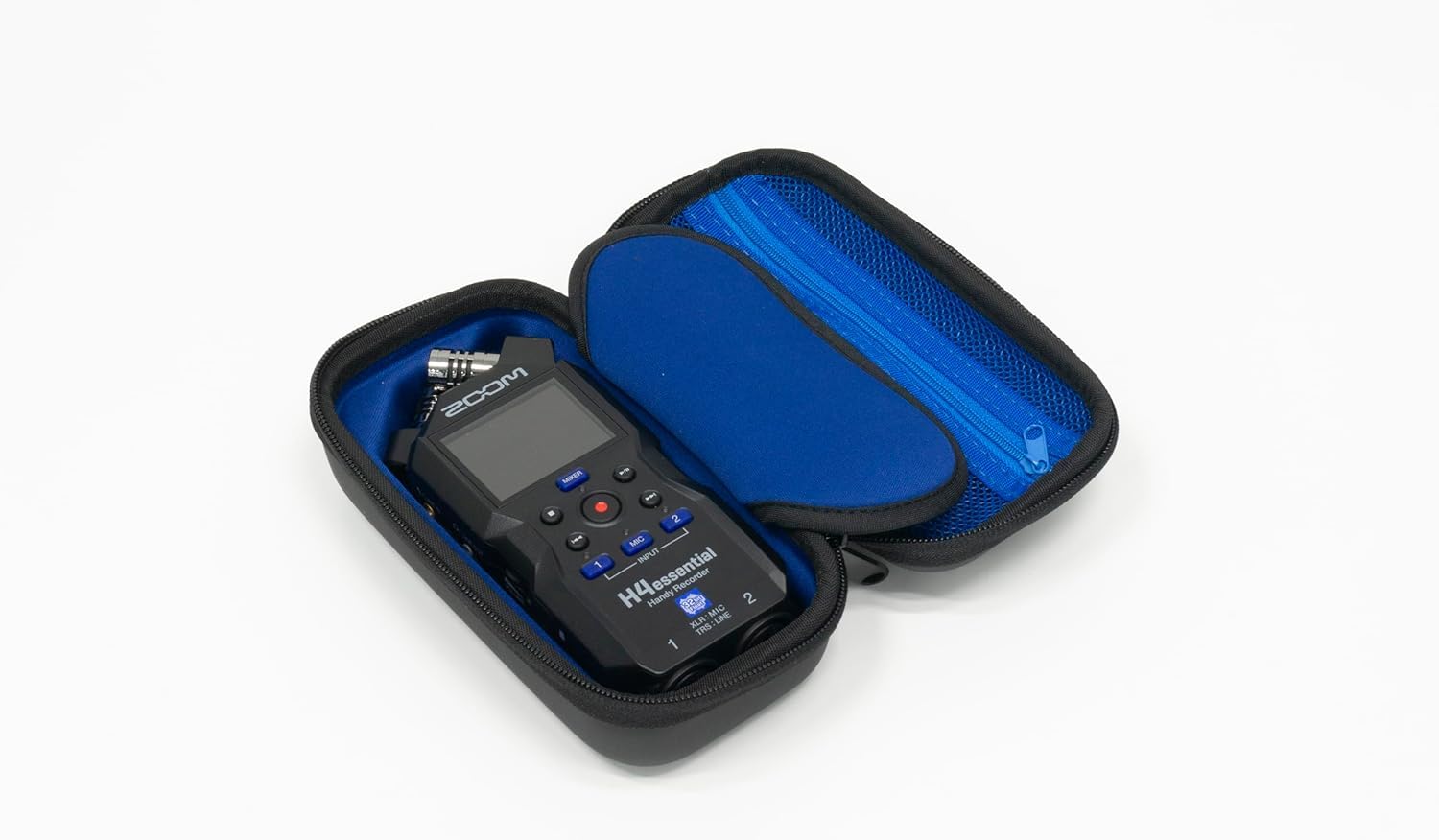 Zoom H4essential Tragbarer Audio-Recorder-Set mit 4 Spuren, 32-Bit, mit Zoom APH-4e Zubehörpaket mit haariger Windschutzscheibe, gepolsterter Hülle, AC-Adapter und USB-C-Kabel
