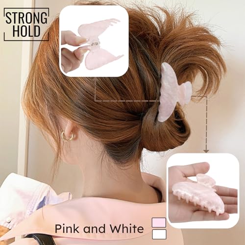2PCS Pinzas para cabello rosas y blancas miniatura 5