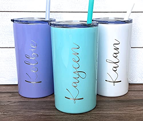 Avito Personalized Tumbler - 12 Oz Kids Tumbler - Laser Engraved Stainless Steel - Includes Straw And Lid - Gift For Kids - Kids Tumbler With Name #TOP2