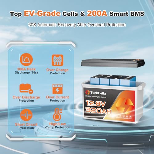 12v 320ah lifepo4 battery 200a bms with bluetooth 6000 deep cycle low temp cut off mini 12v lithium battery max 256kw for rv camping off grid solar trolling motor