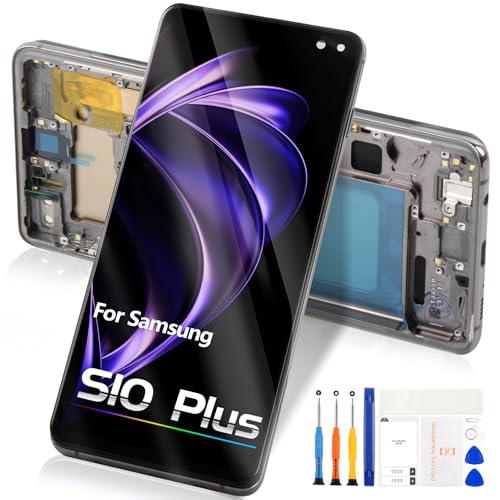 Reparo TFT LCD Écran pour Samsung Galaxy S10 Plus LCD Display pour Samsung S10+ SM-G975F SM-G975U Ecran Tactile Digitizer Assemblée (Noir avec Cadre, sans...