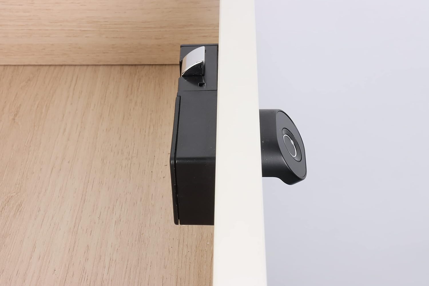 ALCOTT® ZINC Fingerprint Drawer Lock, Smart Biometric Cabinet Lock, Drawer Wardrobe, Furniture Privacy Lock 1st Made in India Digital Furniture Lock 3 Yrs Warranty (Black PVD, Ovel) 3