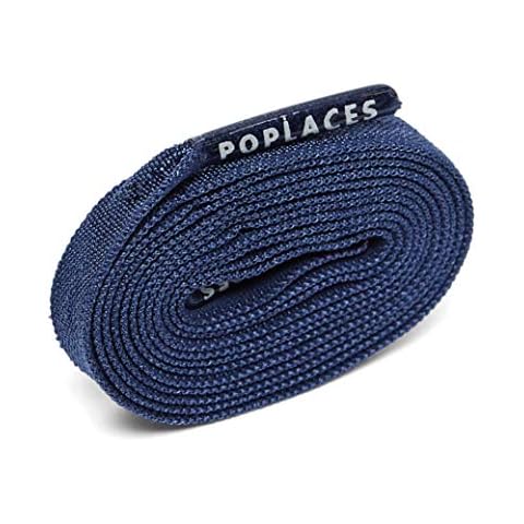 POPBAND Poplaces, Navy Blue. Pair of 'No tie' shoe laces from 90cm x 9mm Cover