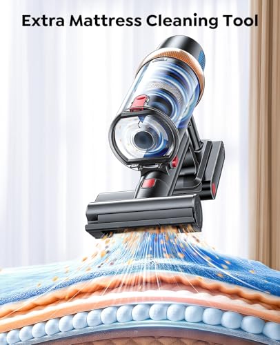 Cordless Vacuum Cleaner, 600W 50KPA 65Mins Vacuum Cleaners for Home, Upgraded Stick Vacuum with Extra Mattress Cleaning Tool, Self-Standing, Anti-Tangled Vacuum Cordless for Pet Hair/Floors/Carpets - Image 5