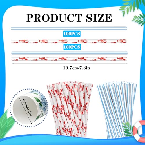Pitillos de papel con diseño red azul blanco 200 pcs miniatura 2