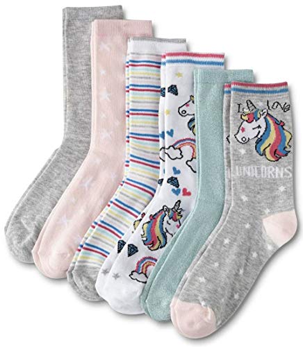 Soft Unicorn Crew Socks for Girls and Teens Size 4-11 In Gift Bag (6 Pairs)2