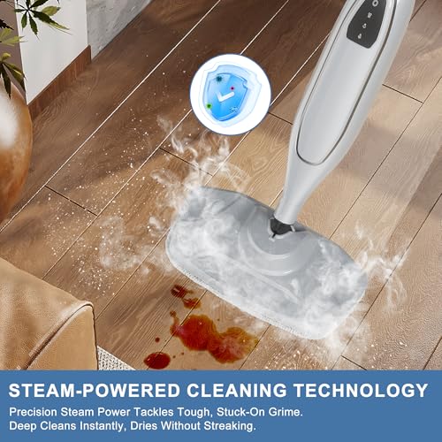 Image of Steam Mop, 11-in-1 Powerful Handheld Steam Cleaner with 11.8 OZ Removable Tank, Detachable Steam Mops for Floor Cleaning with 23FT Power Cord (Sliver)