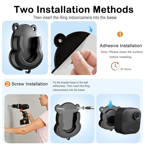 Image of 3 Pack Blink Camera No Drill No Screws Wall Mount Bracket, Strong Adhesive Wall Mount for Blink Outdoor 4, Outdoor 2K+, Mini, Mini 2K+, Ring Indoor Cam-Black
