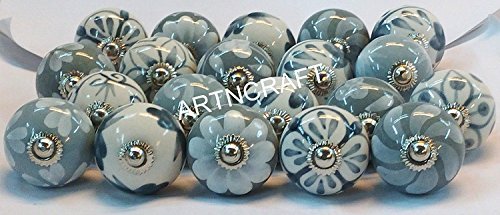 JGARTS 20 szaro-białych kremowych ceramicznych gałek do drzwi z ceramiki uchwyt szafki wyciąga szufladę gałka do ściągacza