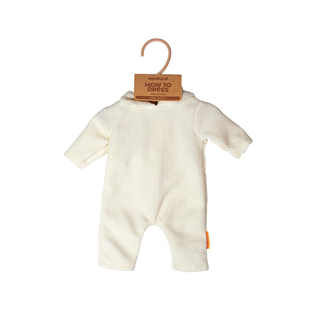 Miniland - Clothes for 38 cm Doll, Clothing Accessory for Dolls Pajamas with Hat (Beige), 32 cm - Image 2