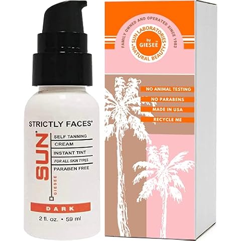 Sun Laboratories By Giesee Face Self Tanner Dark - Self Tanning Lotion for Gradual, Sunless Tan - Premium Facial Tanner Drops & Mist - Tanning Lotion for Face Cover