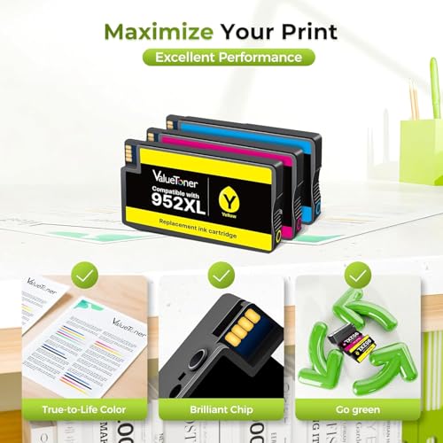Image of 952XL Ink Cartridges Combo Pack High Yield for HP 952 XL Replacement 3-Pack | Works for OfficeJet Pro 8720 7740 8740 7720 8715 8702 Printer
