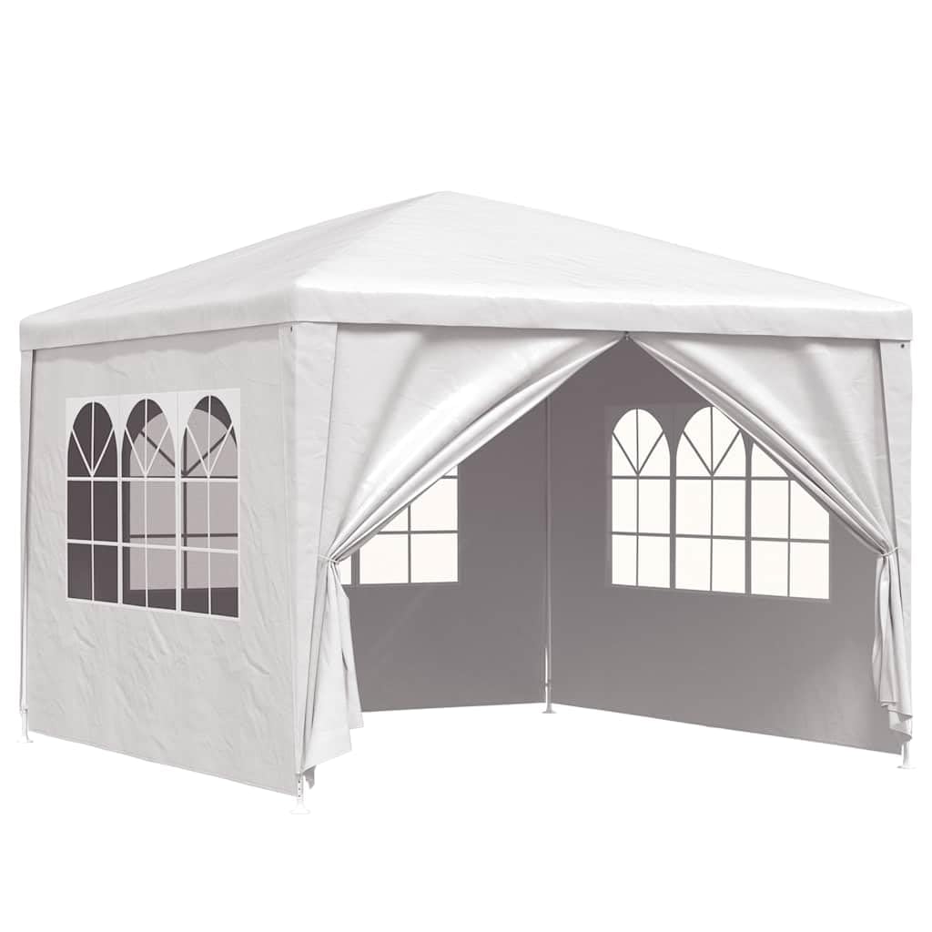 vidaXL White Party Tent 3x3m - UV Water Garden Marquee Canopy Shelter with Side Panels for Outdoor Entertaining