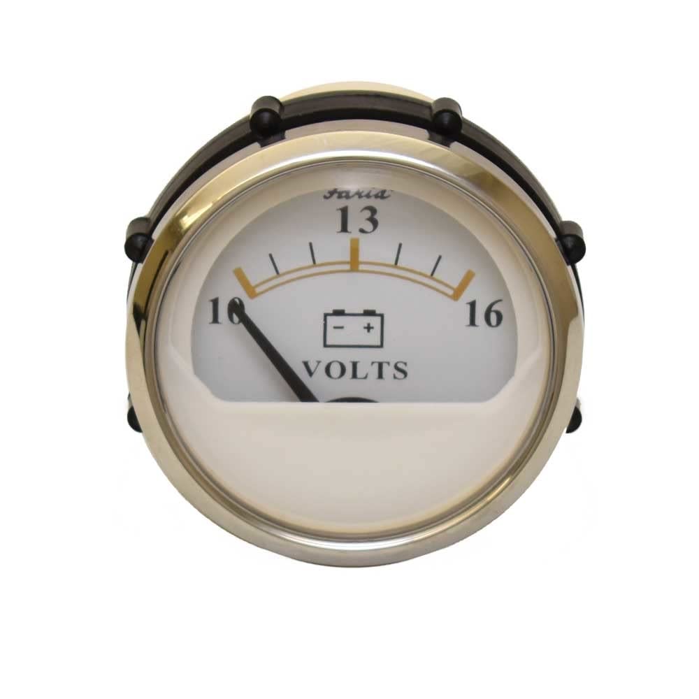 Faria Boat Volt Gauge VP4064A | Heritage 2 Inch Silver White 12 Volt