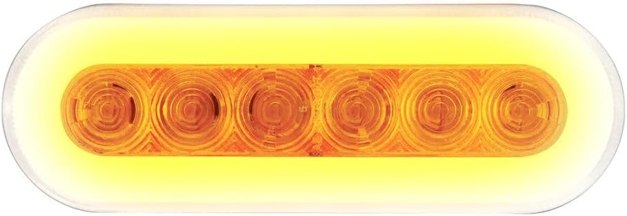 United Pacific Halo Clear Amber LED 6" Oval Trailer Truck Turn Signal Marker Light Kits