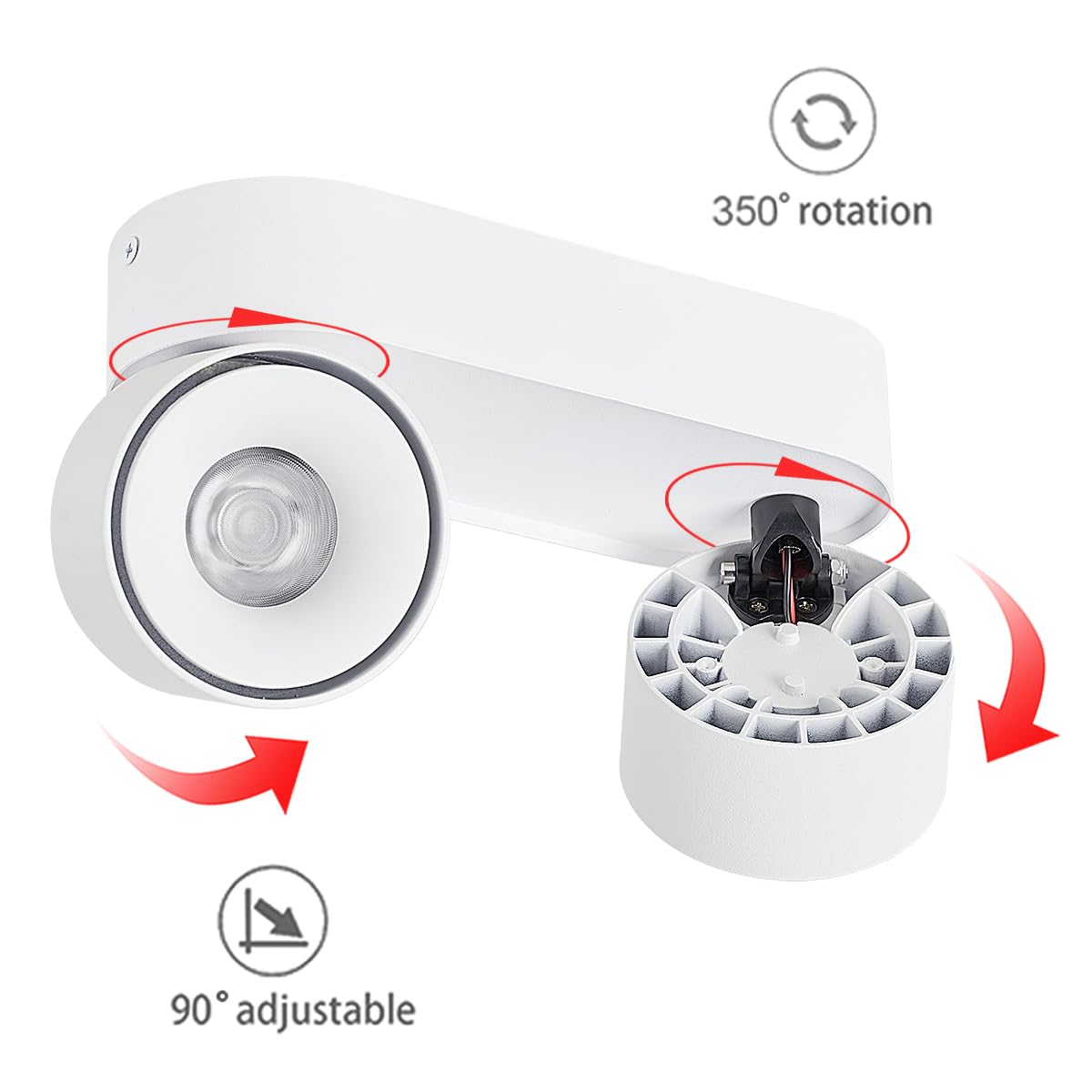 Budbuddy 2 x 12 W LED obrotowe reflektory sufitowe oświetlenie sufitowe białe reflektory sufitowe nowoczesne wewnętrzne do przedpokoju, salonu, sklepu biurowego i nie tylko 3000 K