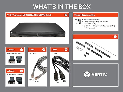 Image of Vertiv Avocent MPU KVM Switch | 32 Port | 8 Digital Path | Dual AC Power TAA | Remote Access to KVM, USB and Serial Connections (MPU8032DAC-400)
