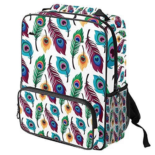 Sac à dos ordinateur portable avec motif plume de paon pour le travail