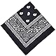 Aomig Bandana Damen Herren, Nickitücher Kopftuch Halstuch Männer, Unisex Tuch Bindetuch, Headwear Haar Schal Paisley Muster,Schwarz (55 x 55 cm)