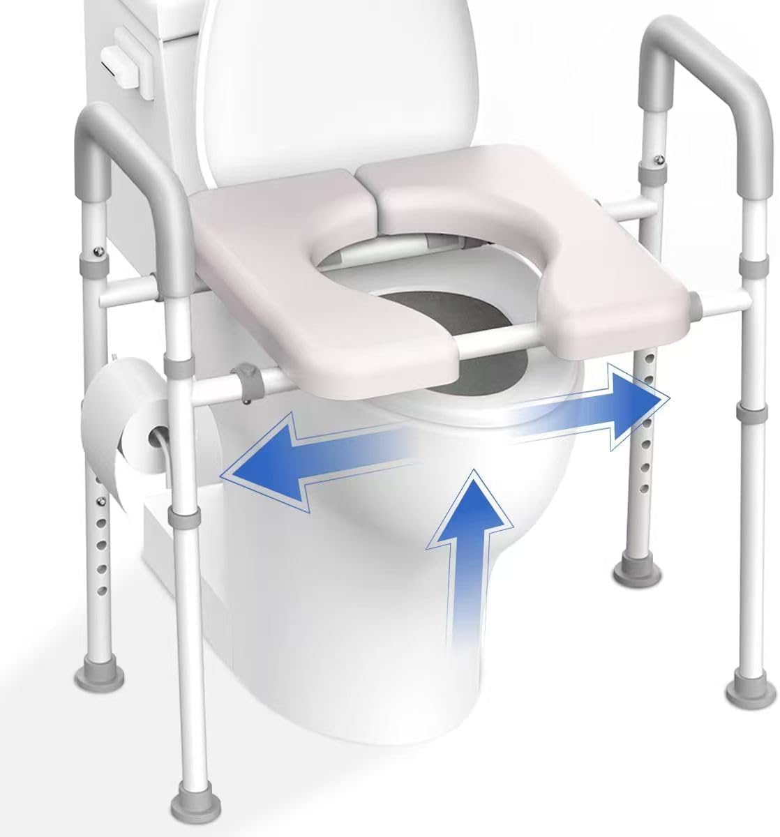 Photo 1 of Raised Toilet Seat with Handles - Width & Height Adjustable Toilet Seat Risers for Seniors, Heavy Duty Handicap Toilet Riser, Fit Any Toilet, Up to 400lbs