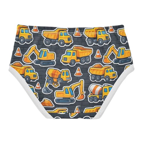 Joisal Cotton Girls Underwear Toddler Cartoon Yellow Construction Vehicles Girl Panties Cute Stylish Briefs Undies Kids 2t2
