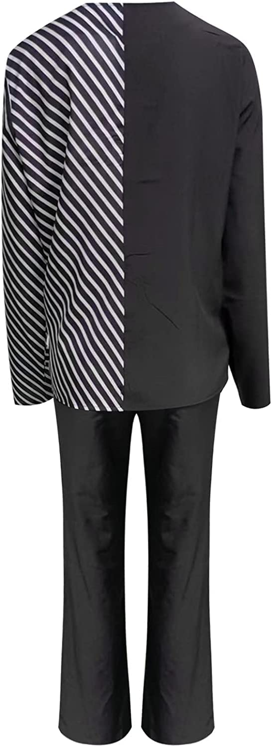 Las Mujeres de Bloqueo de Color Pantalones Sueltos Traje de Dos Piezas Elegante Traje Casual Formal de 2 Piezas de Manga Larga Casual Tops Noche Pantalones de Las Mujeres
