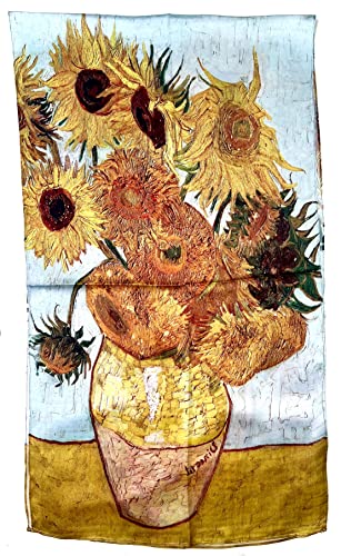 Plum Feathers Super Soft Silk Blend Art Shawl Scarf Van Gogh Monet Klimt Inspired Scarfs for Women