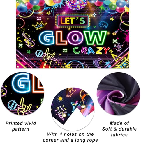Fondo Let’s Glow Crazy 7x5ft Neon Glow para fiestas miniatura 2