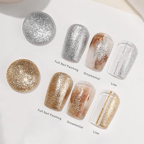 Esmalte de uñas con purpurina platino chrome set 2 miniatura 5