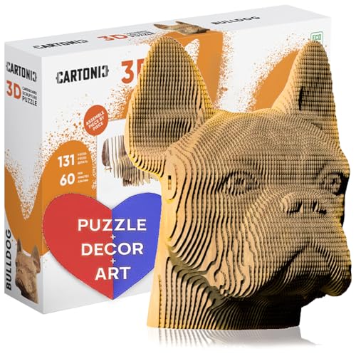 3D rompecabezas bulldog de cartón reciclado